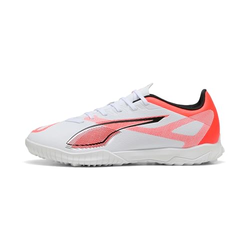 PUMA Unisex Ultra 5 Play TT Fussballschuh, White Black-Glowing RED, 40.5 EU