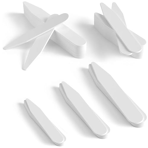 LONGHAO 50 pcs Hemdkragen Stäbchen,Set Kragenstäbchen für Herren Hemden,Herren Kragen Stäbchen,Kunststoff Kragenstäbchen,5 Größen,für Die Business-Hemden,für vatertagsgeschenk für papa