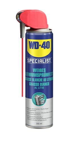 WD-40 Specialist Weißes Lithiumsprühfett 300 ml – Dickflüssiges Schmierfett für Metall-auf-Metall-Verbindungen, für hohe Druckbelastung, ideal für Getriebe, Lager & bewegliche Teile im Fahrzeug