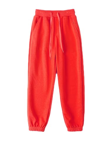 NATUST Kinder Sport Jogginghosen Jungen Trainingshosen Elastischer Bund Relaxed Mädchen Sweatpants Orangerot 146-152