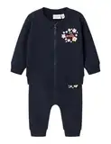 NAME IT Baby-Mädchen Nbfvrillie Sweat Cardigan Box Bru Set Sweatanzug, Dark Sapphire/Print:Flower, 80