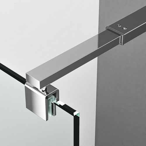 Stabilisator Haltestange Verstellbar 73-123cm Vierkantrohr Stabilisierungsstange für Duschen Duschabtrennung Glaswand Dusche Glas, Haltestange für Glasdicke 5-10 mm, Chrom