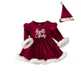 FeiliandaJJ Baby Mädchen Kleid Santa Baby Langarm Rüschen A-Linie Kleid Kleinkind Mädchen Niedliche Prinzessin Weihnachtskleid Herbst Winter Kleidung Weihnachten Kostüm Partykleid