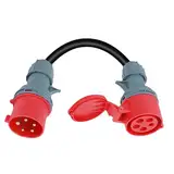 32A auf 16A Adapter, Afenau 5-Polig CEE Stecker 32A mit 50cm Kabel, CEE Adapter 32A Stecker 16A Kupplung, Starkstrom Adapter, Schutzart IP44-5x2,5mm², für Wohnmobile, Wohnwagen (Rot)