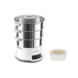 Tefal Convenient Series Deluxe Dampfgarer, einfacher Touchscreen, 8 Programme, Garen auf 3 Ebenen, Behälter aus Edelstahl, langlebige Qualität, gesunde Zubereitung, Edelstahl/weiß, VC502D