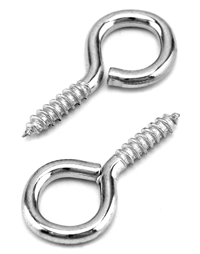 QWORK 60 Stück Ösenschraube Schraubhaken, Ringschrauben, 40 * 19 mm, für Holzhandwerk Handwerk Vorhang Seil hängen