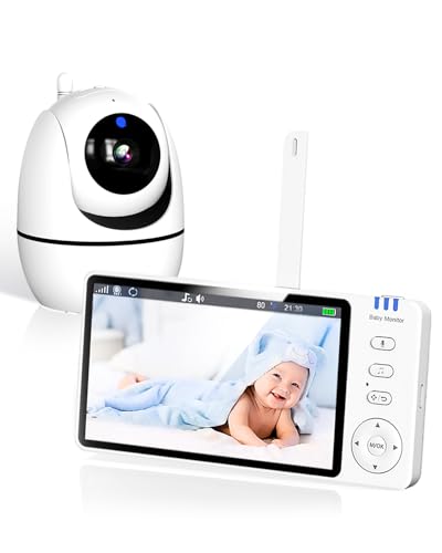Ade Babyphone mit Kamera 5 Zoll 720P HD IPS-Display Babyphone Kamera 2-Wege-Audio VOX-Modus 300M Reichweite Gegensprechen Nachtsicht Temperaturanzeige, 3500mAh Akku Babyphone