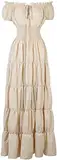 Aibaowedding Renaissance Kostüm Damen Mittelalter Chemise Bauernkleid Irisch Boho Lange Kleider(Beige,s)