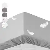 Sleepwise Spannbettlaken 180x200cm - 200x200cm für Matratzen bis 30cm hoch, ÖKOTEX Mikrofaser Bettlaken 180x200-200x200, Atmungsaktiv & Hypoallergen, Topper Bezug für Boxspringbett, Hellgrau