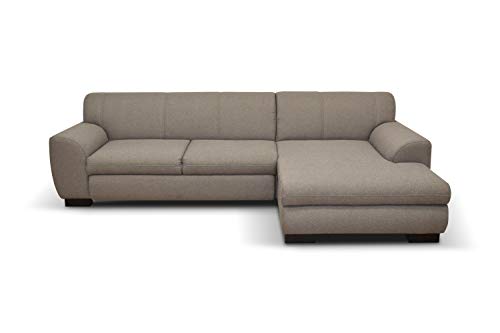 DOMO. Collection Nika Eckcouch in L-Form, Sofa Eckgarnitur, Moderne Polsterecke, Ecksofa, braun, 277x156x78 cm