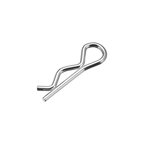 sourcing map 50 Stück Clip Stecknadeln R Förmiger Federstecker 1.6mm Draht Kohlenstoffstahl 28mm Länge Anhänger Traktor Mäher Verschluss Hardware Silber Ton