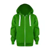 Sweatjacke Jungen mit Kapuze Sweatshirt Mit Reißverschluss Kapuzenpullover Kinder Jungen Zip up Hoodie Kapuzenjacke Langarm Pullover Hoody Kapuzenjacke Jungen Mädchen (Grün, 9-10 Jahre)