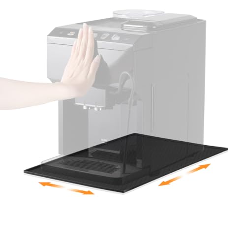 AIEVE Unterlage Silikonmatte für Kaffeemaschine Kaffeevollautomat Kaffeemühle kompatibel mit De Longhi Magnifica und Philips LatteGo usw. Anti-Rutsch 48 x 30 cm Silikonunterlage (Schwarz)