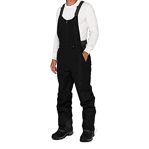 Generisch Herren Winddicht Wasserdicht Schneehose Latzhose mit Verstellbaren Overall Schwarz Skihose Outdoorhose Softshellhose Winter (S-6XL)