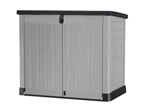 Keter Store-it-out Pro Mülltonnenbox, 145.5x82x123cm, Robuste Abfallbehälter-Lösung, 1200L, Wetterfest, Grau/Schwarz, UV-beständiges Polypropylen, Abschließbar