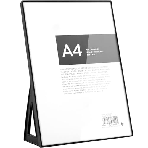 Aufsteller A4,Tischaufsteller L-Form,Preisschilder Aufsteller aus Kunststoff,für Restaurants,Cafés und Büros,Schwarz,210x297mm
