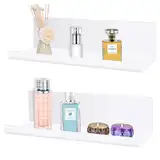 Collazoey 2pcs Wandregal Ohne Bohren,Regal Wand Acryl, bietet Platz für Bücher und Fotos, Heimdekorations-Wandregal, geeignet für Küche, Badezimmer, Büro, Wohnzimmer,Weiße