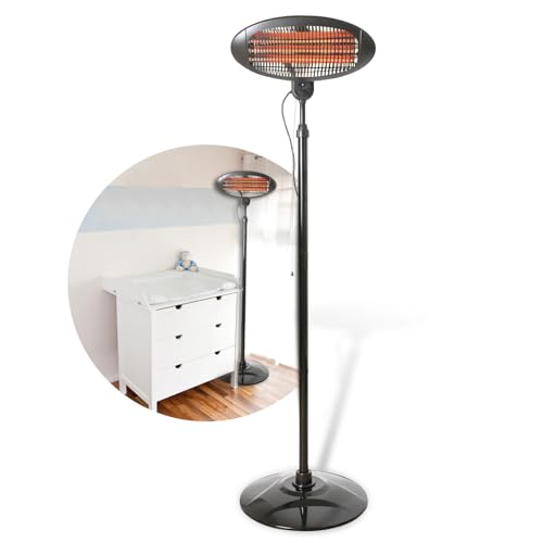 Babyruf BS 55 Heizstrahler | 2000W Leistung | Höhenverstellbar 120-210 cm | 2in1 Standheizstrahler | Wärmelampe als Wand-oder Standgerät | Baby Heizstrahler | 3 Leistungsstufen | schwarz