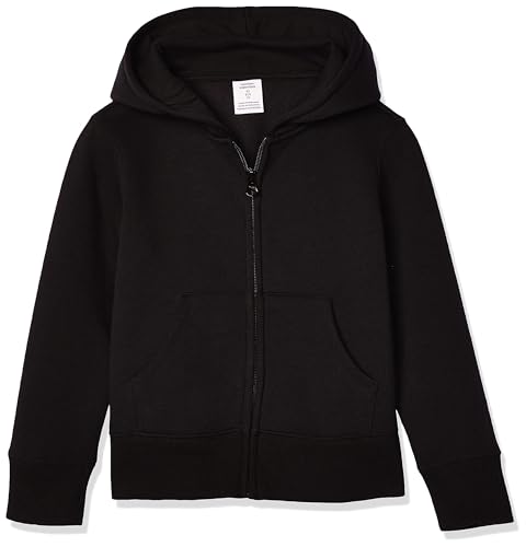 Amazon Essentials Mädchen Fleece-Kapuzenpullover mit Reißverschluss, Schwarz, 11-12 Jahre