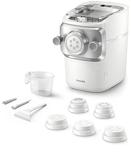 Philips Nudelmaschine Serie 7000 - ProExtrude-Technologie, Vollautomatisch, Perfekte Mischtechnologie, 6 Formscheiben, Weiß (HR2660/00)