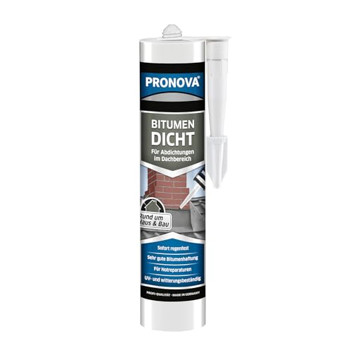 Pronova Bitumen Dicht Bitumendichtmasse Dach Abdichten Sofort Regenfest & Frostbeständig Bitumenmasse zum Kleben und Abdichten Bitumen-Schindel Bitumenkleber Kaltkleber Außen 300ml Schwarz