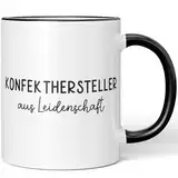 JUNIWORDS Tasse, Konfekthersteller aus Leidenschaft, Schwarz (6647775)