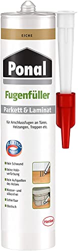 Ponal Parkett & Laminat Fugenfüller Eiche, elastische Fugenmasse für Anschluss- und Dehnungsfugen, lösemittel-, wasser- und silikonfreie Dichtmasse, 1x280ml Kartusche