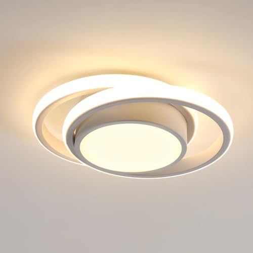 Comely Modern LED Deckenleuchte, 32W 2350LM Weiß Runde Deckenlampe, Warmweiß 3000K Deckenlampen für Schlafzimmer Flur Balkon Badezimmer, Durchmesser 270mm