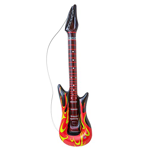 W WIDMANN MILANO Party Fashion 04815 - Aufblasbare Rockstargitarre mit Flammen, Länge circa 105 cm, Instrument, Luftgitarre, Mottoparty, Karneval