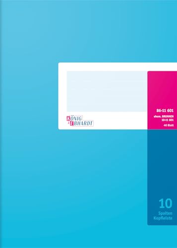 König & Ebhardt König und Ebhardt König & Ebhardt 8611601 Geschäftsbuch / Spaltenbuch (A4, mit Kopfleiste 10 Spalten, 32 Zeilen, 80g/m², 40 Blatt Drahtheftung), Magenta