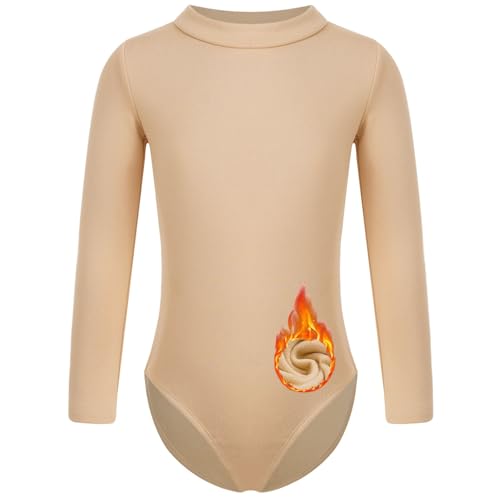 Manyakai Kinder Mädchen Fleece Turnanzug Gefüttert Rundhals/Stehkragen Ballett Body Trikot Gymnastik Leotard Stretch Eiskunstlauf Anzug Tanzkostüm Stehkragen 140-146