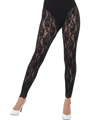 Smiffys 80er-Jahre Spitzenleggings, Schwarz