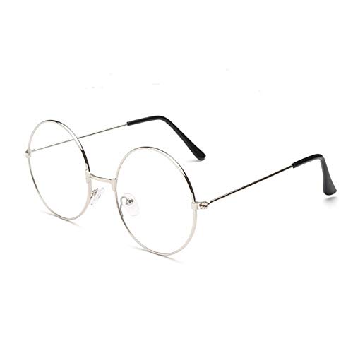 TRIXES Runde Brille Silber, Beatles Retro Sixties Style Klare Brille, runde Brille, Kostümzubehör, Cosplay, Retro, Party, Geek-Brille, Verkleidungszubehör, klassische Vinta