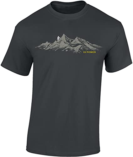 Fahrrad T-Shirt Herren : V2 Power - Sport Tshirts Herren - Mountainbike Shirt (Dark Grey XL)