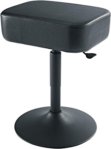 K&M 14093 Pianohocker mit Gasdruckfeder Schwarz – Stahl, Kunstleder – rechteckiger Sitz für Pianisten, hoher Komfort