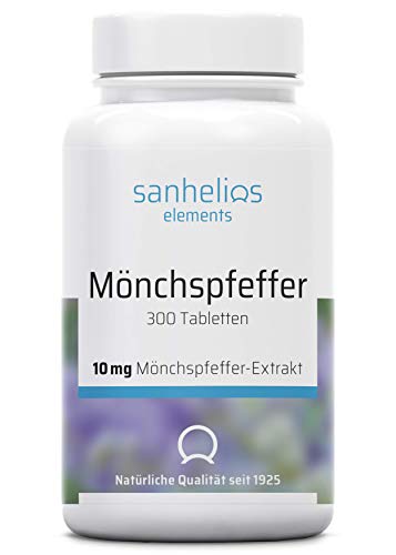 Sanhelios Mönchspfeffer - Hochdosiert - 300 vegane Mikro-Tabletten - 10mg reiner Mönchpfefferextrakt pro Tablette - leicht zu schlucken - Hergestellt & geprüft in Deutschland