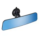 SLIIMU Auto Rückspiegel mit Saugnapf, 305mm Panorama Blendschutz Universal Innenspiegel, Blau Glas Large Vision Weitwinkel Gebogener Spiegel Montiert auf Windschutzscheibe für Car Auto Boat SUV Van