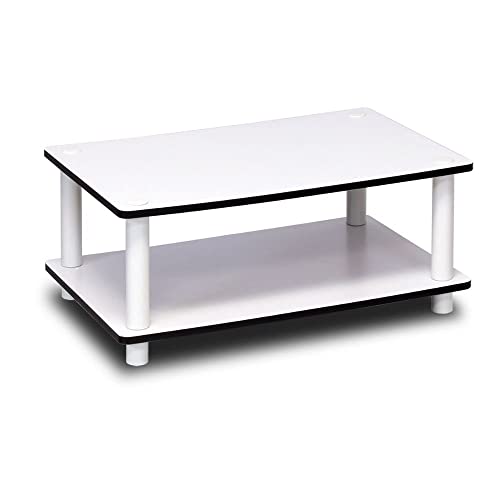 Furinno Just 2-Tier No Tools Fernsehstand, TV-Ständer, Couchtisch, Weiß, 59.9 (Breite) x 22.4 (Höhe) x 39.6 (Tiefe) cm