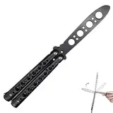 Butterfly Trainer, Nicht Scharfes Metall Trainings Butterfly Messer aus Edelstahl Nicht Scharf Klinge Butterfly Knife Trainer Sicher Geeignet für Anfänger Flipping-Tricks üBt (Schwarz)