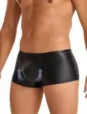 ohmydear Herren PU-Leder Boxershorts Erotisch Reizwäsche für Sex Elastisch Männer Sexy Unterwäsche Größe Größen Wetlook Slips Kunstleder Clubwear Dessous Weich Atmungsaktiv