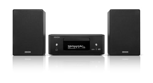 Denon CEOL N-12DAB Kompaktanlage, HiFi Verstärker mit Lautsprechern, CD-Player, Musikstreaming, HEOS Multiroom, Bluetooth, WLAN, AirPlay 2, Alexa Kompatibel, 2 Optische TV-Eingänge, DAB+ Radio