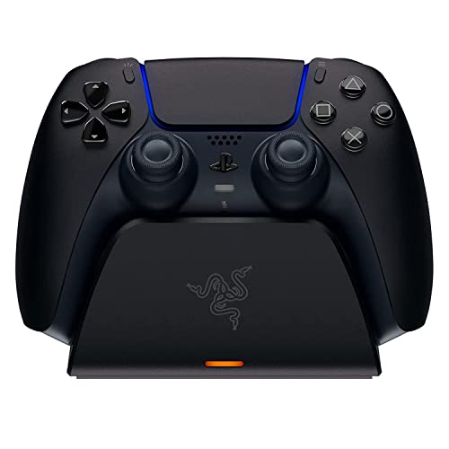 Razer Schnellladestation - Schnellladestation für PS5 Wireless-Controller (Schnellladung , Gebogenes Schalen-Design Einhändige Bedienung, Aufladen per USB) Midnight Black