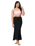 Jaanvi fashion Damen-Saree aus Lycra, Fischschnitt, Shapewear, Petticoat, Rock, bequeme Kleidung, Schwarz , XL