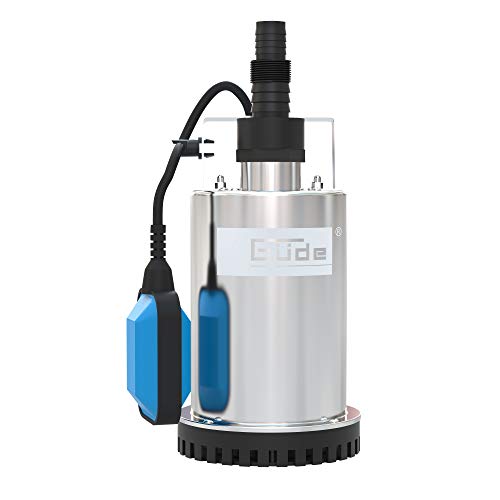 Güde 94606 GFS 4000 INOX Flachsaugerpumpe Tauchpumpe (400W, 700 l/h Fördervolumen, IG 1 ½“ Anschlussgewinde), schwarz, blau, edelstahl