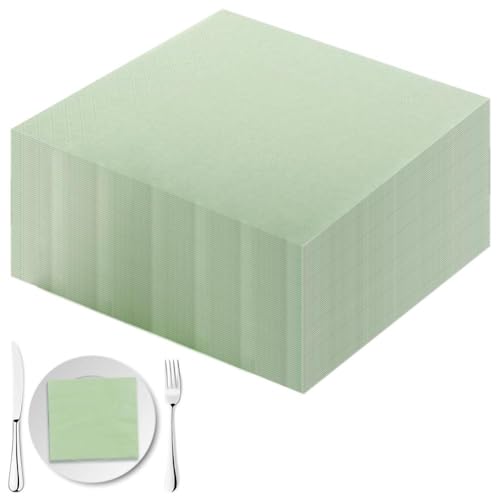 Servietten Grün 100 Stück Servietten Salbeigrün Servietten Hochzeit Servietten Eukalyptus Grün, Salbei Servietten Cocktailservietten Papierservietten für Brautjubiläum Party(25 x 25)