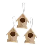 HANABASS 3St Vogelnest Dekoration gartendekoration gartendeko rostoptik Vogelkunst hängendes Vogelhaus Mini-Vogelhäuschen zum Bemalen Vogelkäfig hängende Verzierung vogelnest schmuck Holz