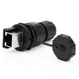 RJ45 Ethernet Anschluss, 180 ° Wasserdichter RJ45 Adapter Schwarz, 8-poliger Außenkuppler Installation, IP67 Überwachungssysteme für Geschlossene Schaltkreise Werkseitige Automatisierungssteuer