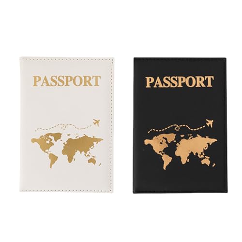 2 Stück Reisepasshülle,PU Leder Passport Hülle,Passport Holder für Kreditkarten,Reisepasshülle Reisepass Hülle Halter,Ausweis und Reisedokumente,Reisepass Schutzhülle für Damen & Herren(Schwarz,Weiß)