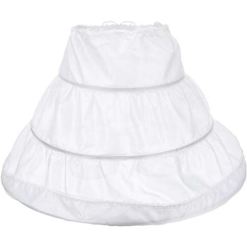 iplusmile Reifrock Mädchen Unterrock Kinder Petticoat Lang 100% Baumwolle A Linie Krinoline Rock für Blumenmädchen Princess Rock