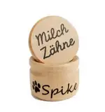 StoffJuLe - Milchzahndose mit Namen personalisiert aus Holz für Hunde, Welpen, Hundezubehör